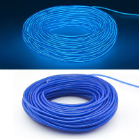 Kit fir el wire 5 metri, invertor portabil cu baterii, pentru party, gaming si tuning auto culoare albastru