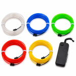 Kit fir el wire 5 metri, invertor portabil cu baterii, pentru party, gaming si tuning auto culoare galben