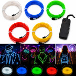 Kit fir el wire 5 metri, invertor portabil cu baterii, pentru party, gaming si tuning auto culoare galben