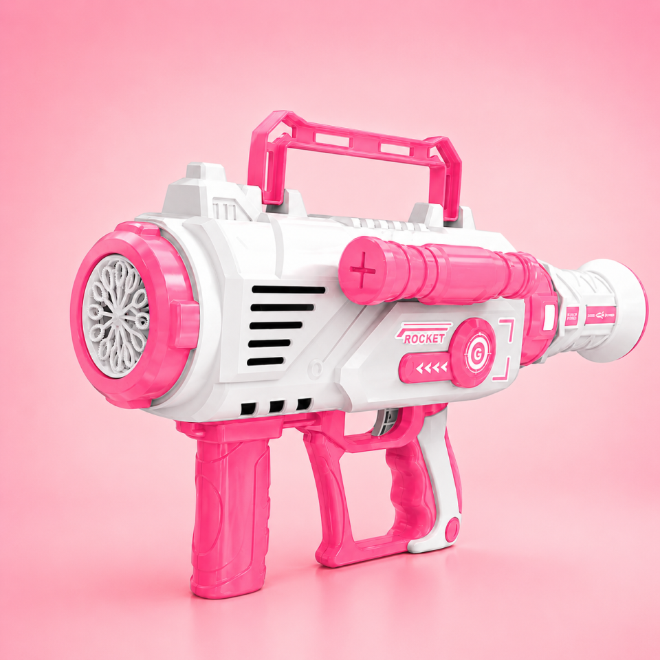Pistol profesional baloane de sapun, cu lumini, sunete si solutie inclusa