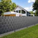 Rola banda opacizare gard pvc, 19 cm x 35 m, 20 clipsuri montaj, 450 g/mp, gri