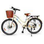 Bicicleta dama 26 inch, schimbator shimano 7 viteze, frane pe disc, cos cumparaturi, portbagaj