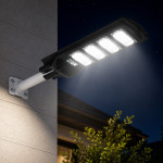 Lampa solara stradala 100w, senzor miscare, lumina alb rece 6500k, 3 moduri iluminare, telecomanda, aluminiu