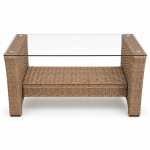 Set mobilier gradina santorini, 4 piese, fotolii, canapea, masuta de cafea, poliratan bej
