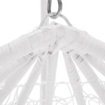 Fotoliu suspendat premium tip cuib, cadru metalic alb, perne aqua, 103x107x195 cm, maxim 120 kg