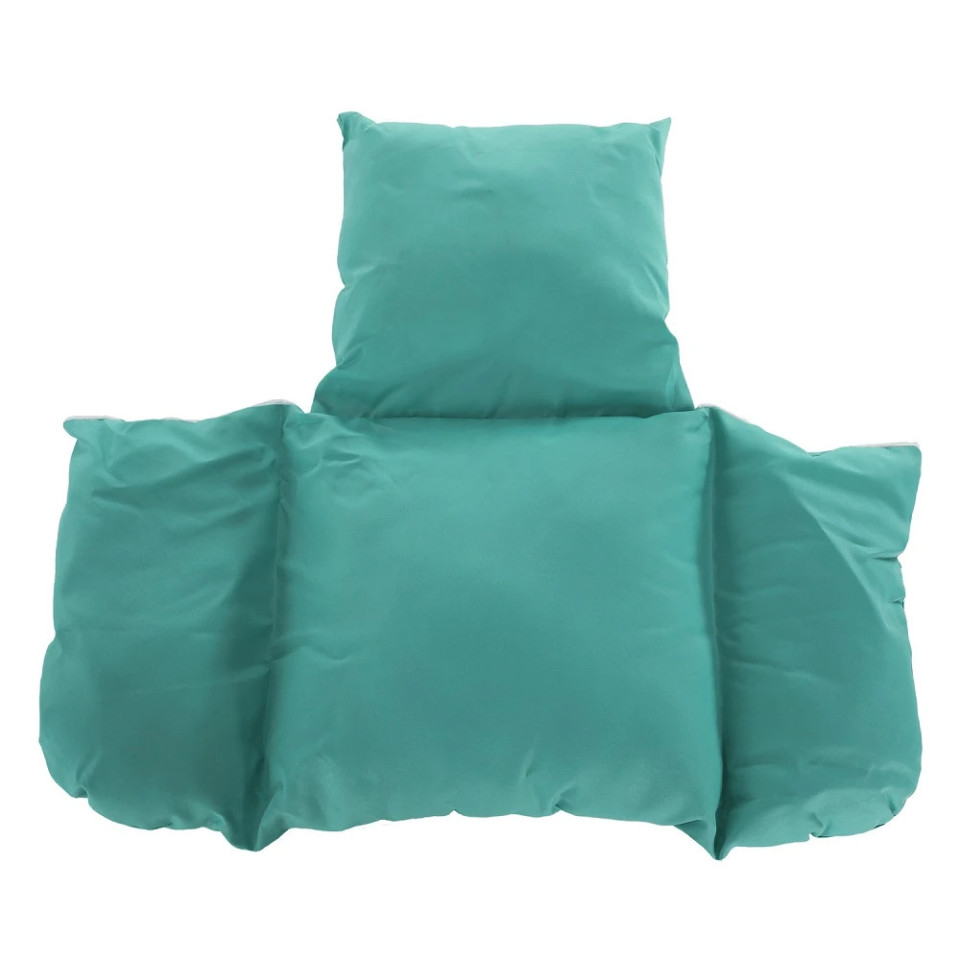 Fotoliu suspendat premium tip cuib, cadru metalic alb, perne aqua, 103x107x195 cm, maxim 120 kg
