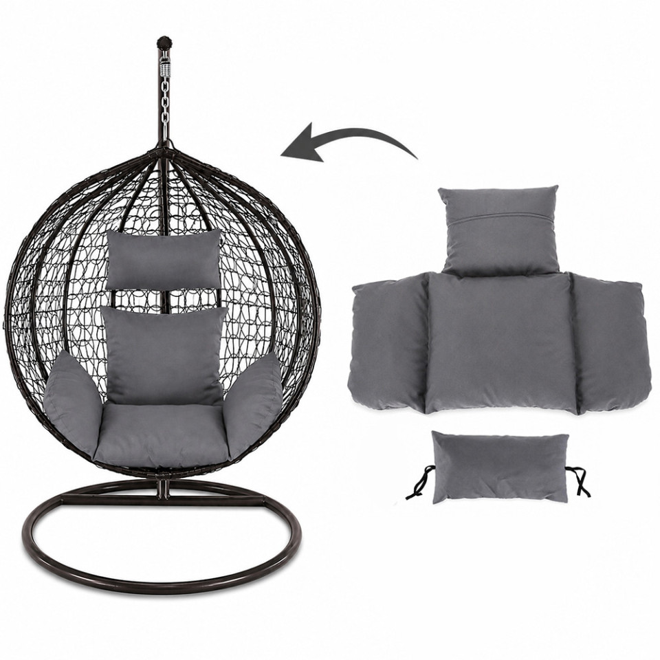 Perna pentru fotoliu suspendat tip cuib, detasabila cu fermoar, lavabila, poliester 165 g, gri
