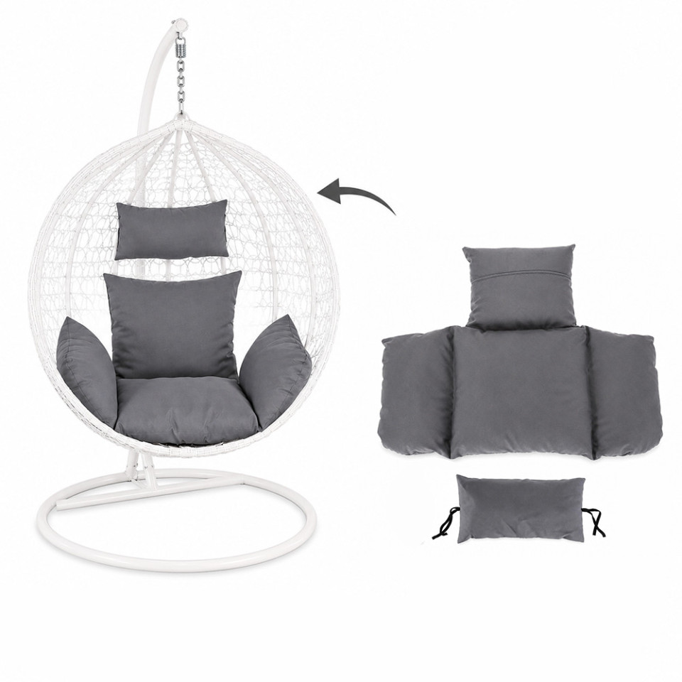 Perna pentru fotoliu suspendat tip cuib, detasabila cu fermoar, lavabila, poliester 165 g, gri