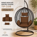 Perna pentru fotoliu suspendat tip cuib, maro, detasabila cu fermoar, lavabila, poliester 165 g/mp