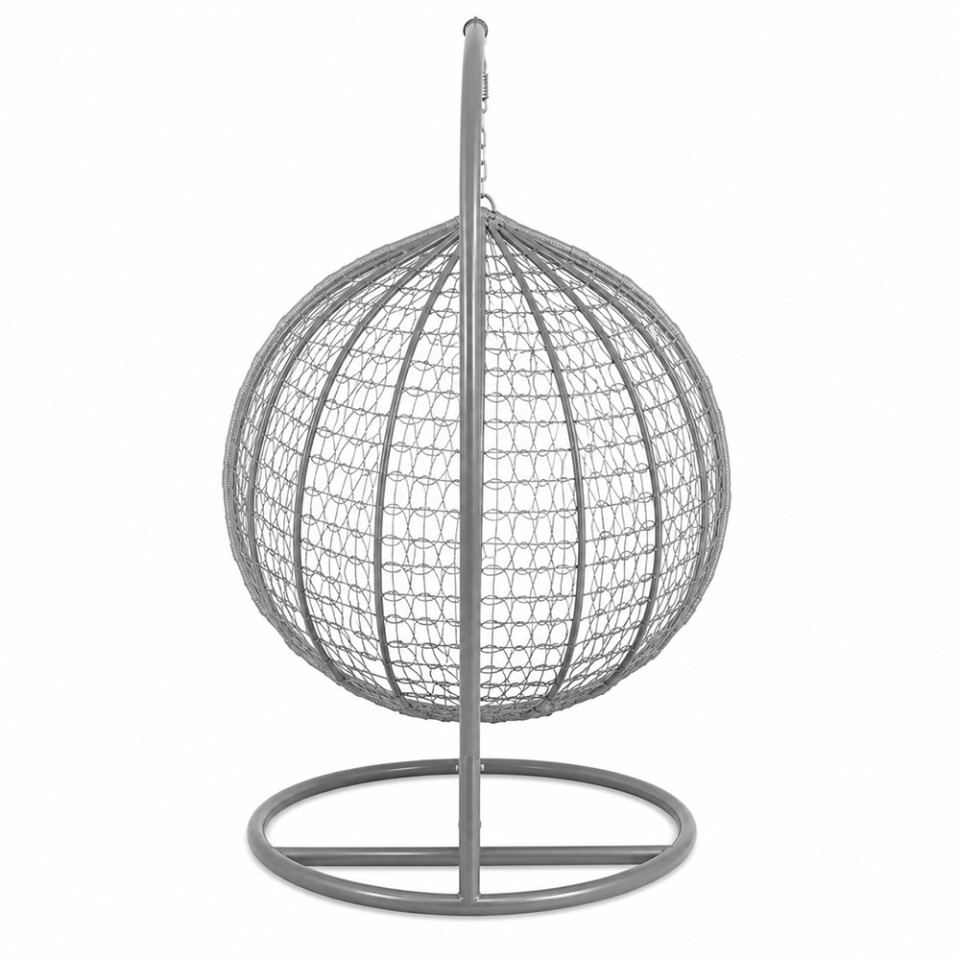 Fotoliu suspendat oval, perna si tetiera, structura otel, gri antracit/maro, 103x107x195 cm