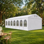 Cort evenimente 6x14x3.7 m, pvc ignifugat, cadru otel galvanizat, 84 mp, alb