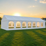 Cort evenimente 6x14x3.7 m, pvc ignifugat, cadru otel galvanizat, 84 mp, alb