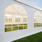 Cort evenimente 6x14x3.7 m, pvc ignifugat, cadru otel galvanizat, 84 mp, alb