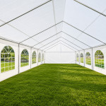 Cort evenimente 6x14x3.7 m, pvc ignifugat, cadru otel galvanizat, 84 mp, alb