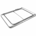 Masa pliabila pentru camping, 80x60x70 cm, blat laminat, cadru aluminiu, alb gri