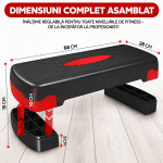 Stepper aerobic reglabil pe inaltime 2 niveluri, platforma fitness antiderapanta, 68x28x10/15 cm