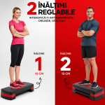 Stepper aerobic reglabil pe inaltime 2 niveluri, platforma fitness antiderapanta, 68x28x10/15 cm