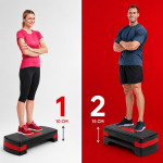 Stepper aerobic reglabil pe inaltime 2 niveluri, platforma fitness antiderapanta, 68x28x10/15 cm