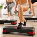 Stepper aerobic reglabil pe inaltime 2 niveluri, platforma fitness antiderapanta, 68x28x10/15 cm