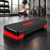 Stepper aerobic reglabil pe inaltime 2 niveluri, platforma fitness antiderapanta, 68x28x10/15 cm