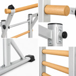 Spalier suedez multifunctional cu bara de tractiuni reglabila, lemn masiv de fag, cadru otel, 200 kg, 200 x 90 x 110 cm