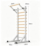 Spalier suedez multifunctional cu bara de tractiuni reglabila, lemn masiv de fag, cadru otel, 200 kg, 200 x 90 x 110 cm