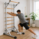 Spalier suedez multifunctional cu bara de tractiuni reglabila, lemn masiv de fag, cadru otel, 200 kg, 200 x 90 x 110 cm