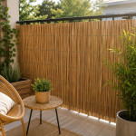 Gard din bambus natural 150x150 cm - paravan decorativ din tulpini intregi pentru gradina, terasa si balcon