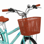 Bicicleta dama, 24 inch, 6 viteze, cos detasabil, portbagaj, v-brake, sonerie, turcoaz, procart