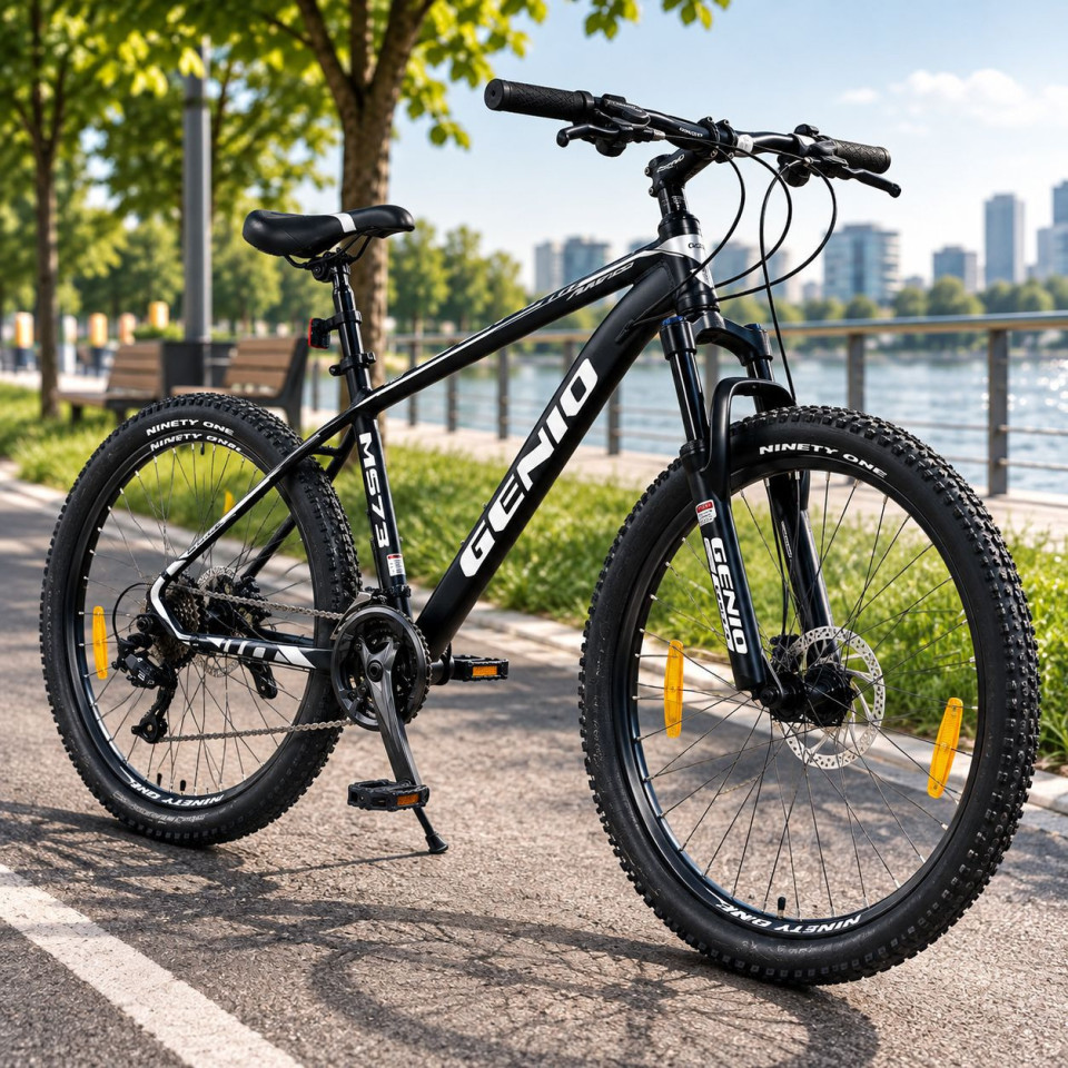Bicicleta mountain bike 27.5 inch, aluminiu, frane hidraulice, 27 viteze, negru, genio