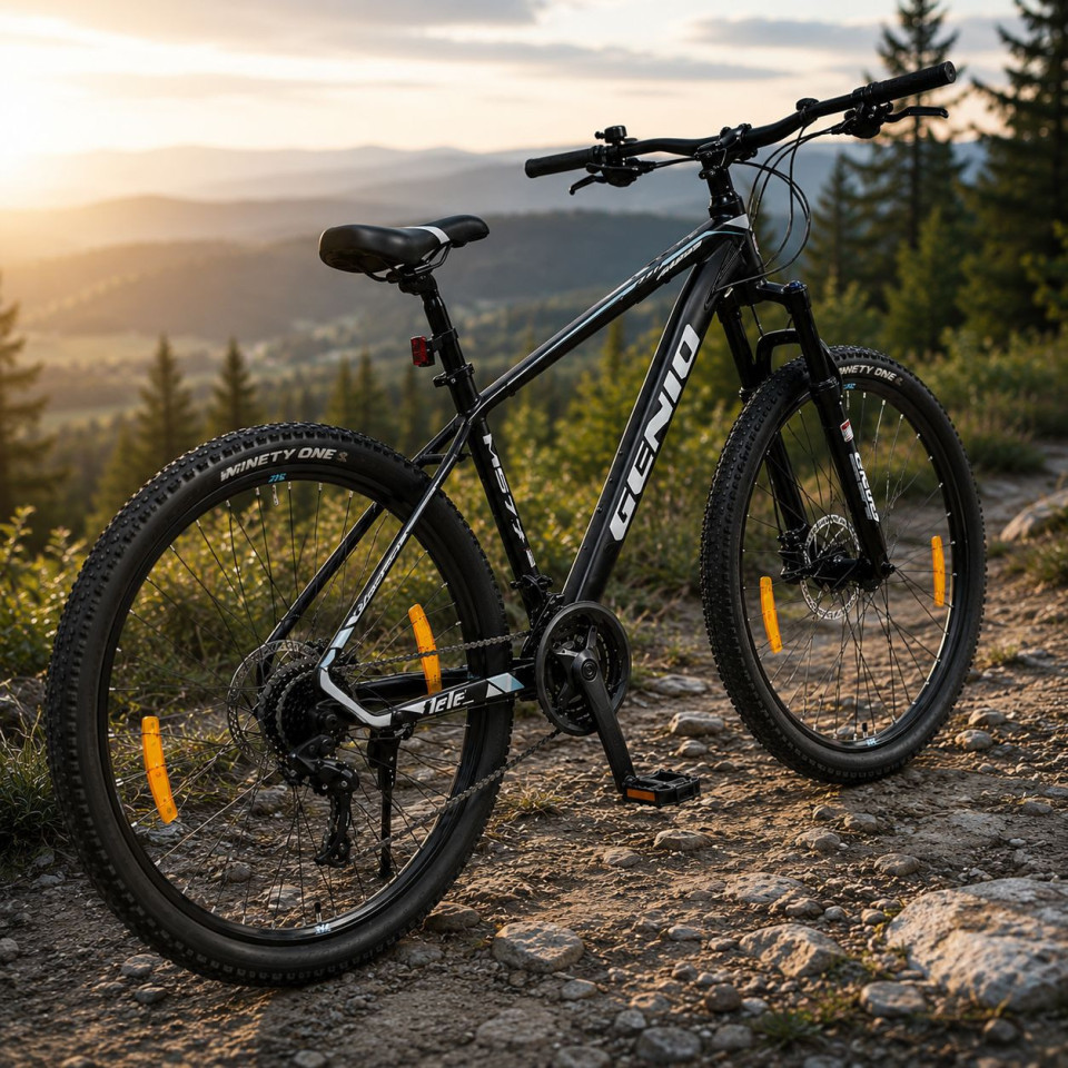 Bicicleta mountain bike 27.5 inch, aluminiu, frane hidraulice, 27 viteze, negru, genio