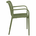 Scaun de gradina stivuibil cu brate, pentru terasa si balcon, 54x58.5x80.5 cm culoare verde