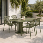 Scaun de gradina stivuibil cu brate, pentru terasa si balcon, 54x58.5x80.5 cm culoare verde