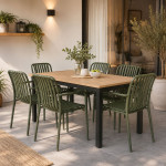 Scaun de gradina stivuibil cu brate, pentru terasa si balcon, 54x58.5x80.5 cm culoare verde