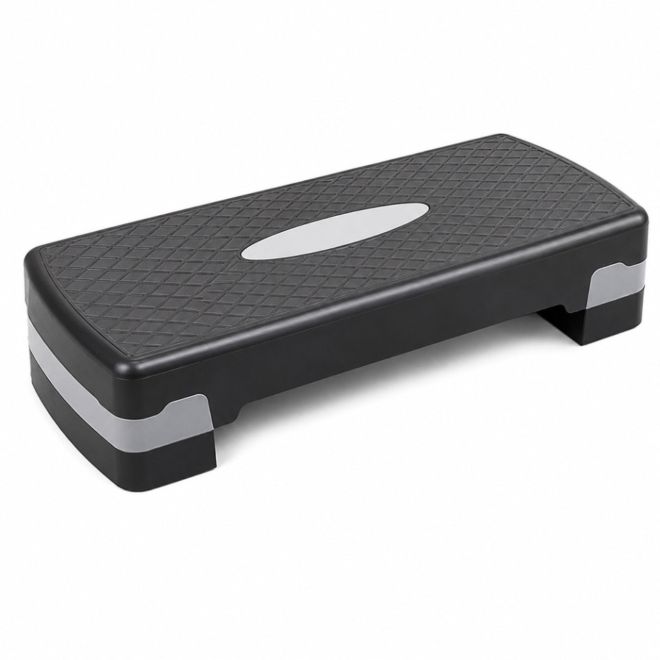 Stepper aerobic reglabil pe inaltime 2 niveluri, platforma fitness antiderapanta, capacitate 120 kg, 68x28x10/15 cm