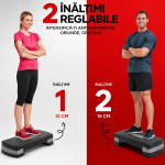 Stepper aerobic reglabil pe inaltime 2 niveluri, platforma fitness antiderapanta, capacitate 120 kg, 68x28x10/15 cm