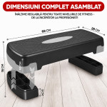 Stepper aerobic reglabil pe inaltime 2 niveluri, platforma fitness antiderapanta, capacitate 120 kg, 68x28x10/15 cm