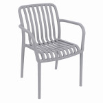 Scaun de gradina stivuibil cu brate, pentru terasa si balcon, 54x58.5x80.5 cm culoare gri