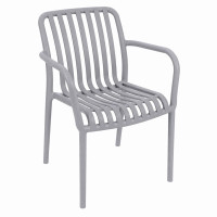 Scaun de gradina stivuibil cu brate, pentru terasa si balcon, 54x58.5x80.5 cm culoare gri