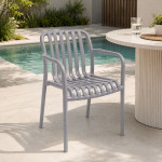 Scaun de gradina stivuibil cu brate, pentru terasa si balcon, 54x58.5x80.5 cm culoare gri