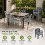 Scaun de gradina stivuibil cu brate, pentru terasa si balcon, 54x58.5x80.5 cm culoare gri