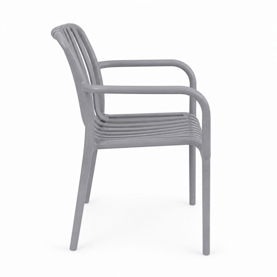 Scaun de gradina stivuibil cu brate, pentru terasa si balcon, 54x58.5x80.5 cm culoare gri