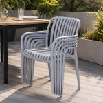 Scaun de gradina stivuibil cu brate, pentru terasa si balcon, 54x58.5x80.5 cm culoare gri
