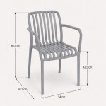 Scaun de gradina stivuibil cu brate, pentru terasa si balcon, 54x58.5x80.5 cm culoare gri
