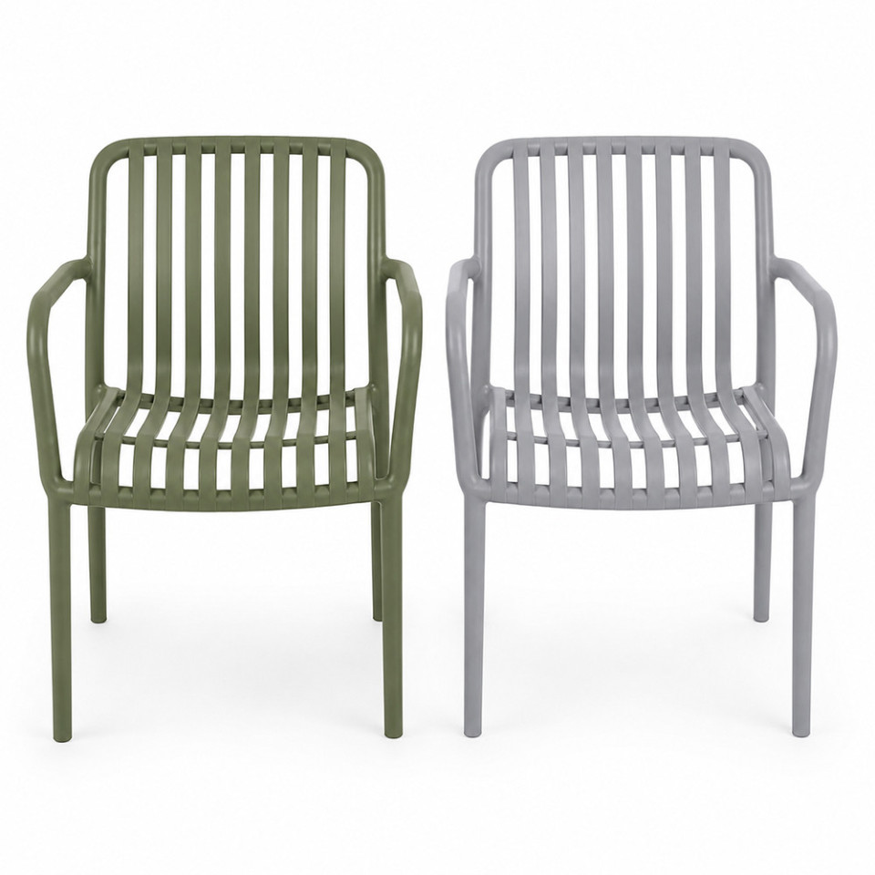 Scaun de gradina stivuibil cu brate, pentru terasa si balcon, 54x58.5x80.5 cm culoare verde