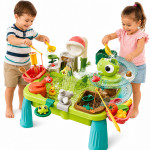 Masuta de activitati interactiva cu apa, parc acvatic cu dinozauri, cascada, pescuit si accesorii, picioare detasabile