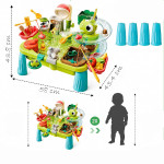Masuta de activitati interactiva cu apa, parc acvatic cu dinozauri, cascada, pescuit si accesorii, picioare detasabile