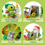 Masuta de activitati interactiva cu apa, parc acvatic cu dinozauri, cascada, pescuit si accesorii, picioare detasabile