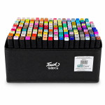 Set 168 markere cu varf dublu, multicolore, geanta de depozitare