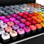 Set 168 markere cu varf dublu, multicolore, geanta de depozitare